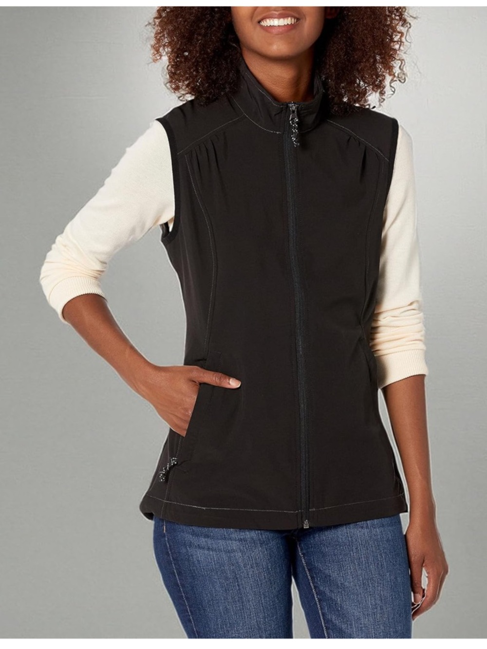 Charles River Apparel Black Zip-Front Softshell Vest